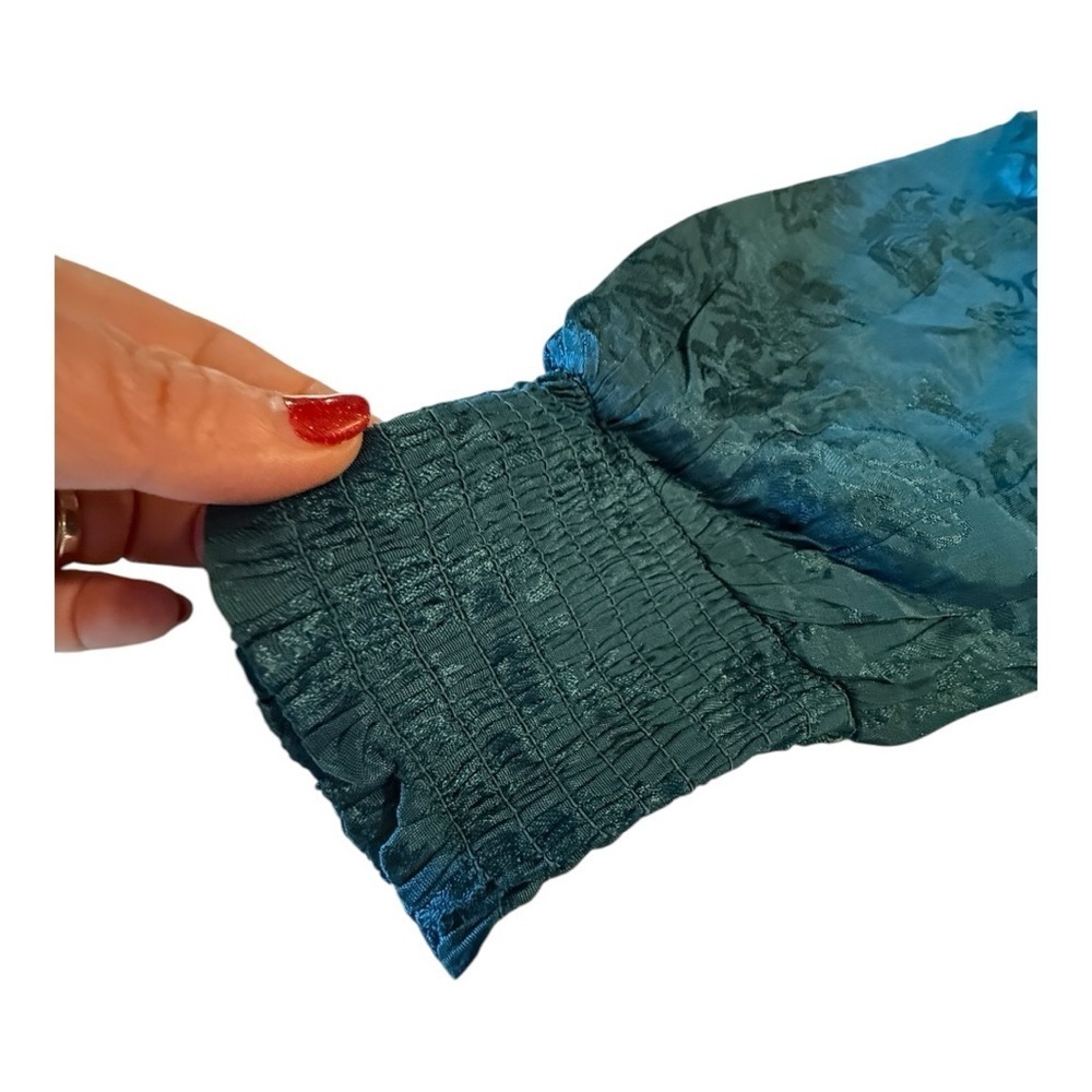 Band Of The Free Camille Crossover Crop Top Deep Teal Boho Cottage Gypsy NEW - Picture 10 of 15